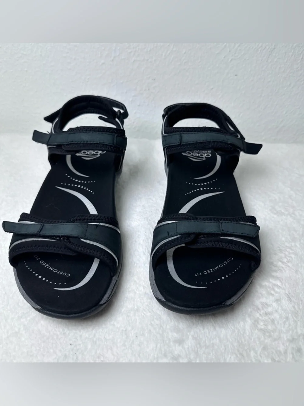 Abeo Bio System Women's Sandals Black Size 8.5 WP Comfort Strappy Orthotic Fit - Picture 3 of 16